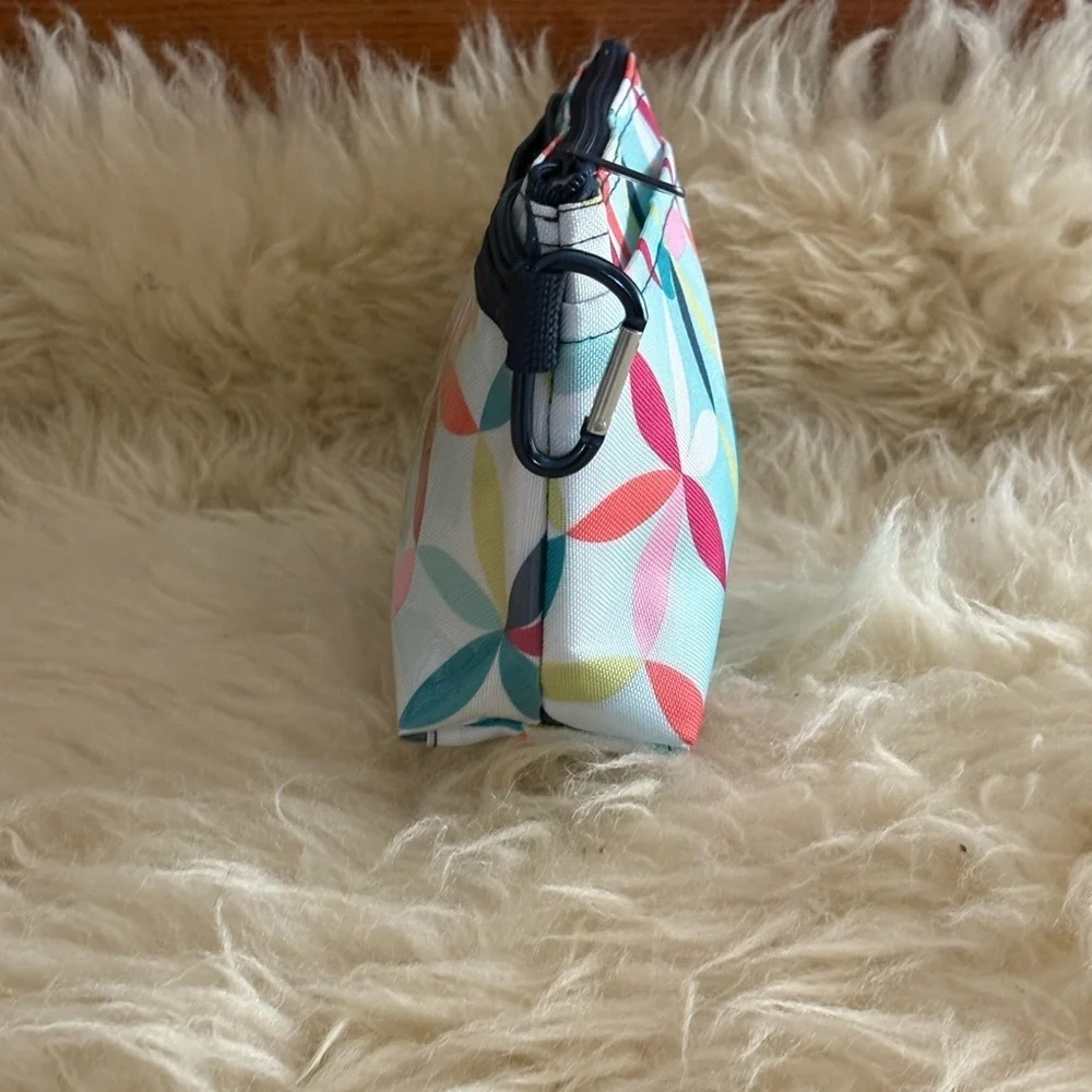 Thirty-One Blue Multicolor Floral Cosmetic Bag